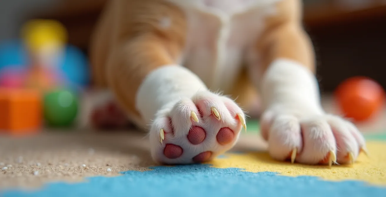 Clean home environment where puppies are raised with enrichment toys and varied surfaces