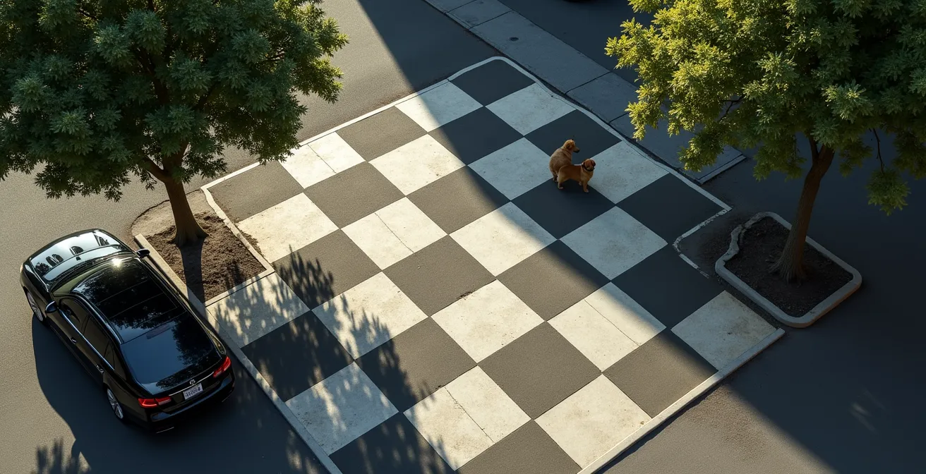 Strategic use of parked cars and trees as visual barriers during reactive dog training